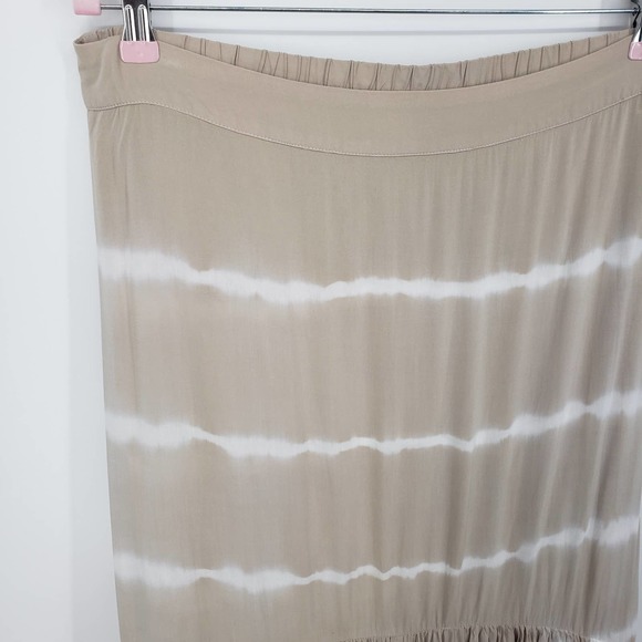 Soft Surroundings High Low Skirt M Winward Tie Dye Tiered Ruffle Maxi Tan White - Picture 5 of 11